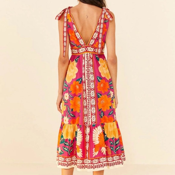 NWT FARM Rio Flower Tapestry Midi Dress in FLOWERS TAPESTRY PINK! - Picture 3 of 7